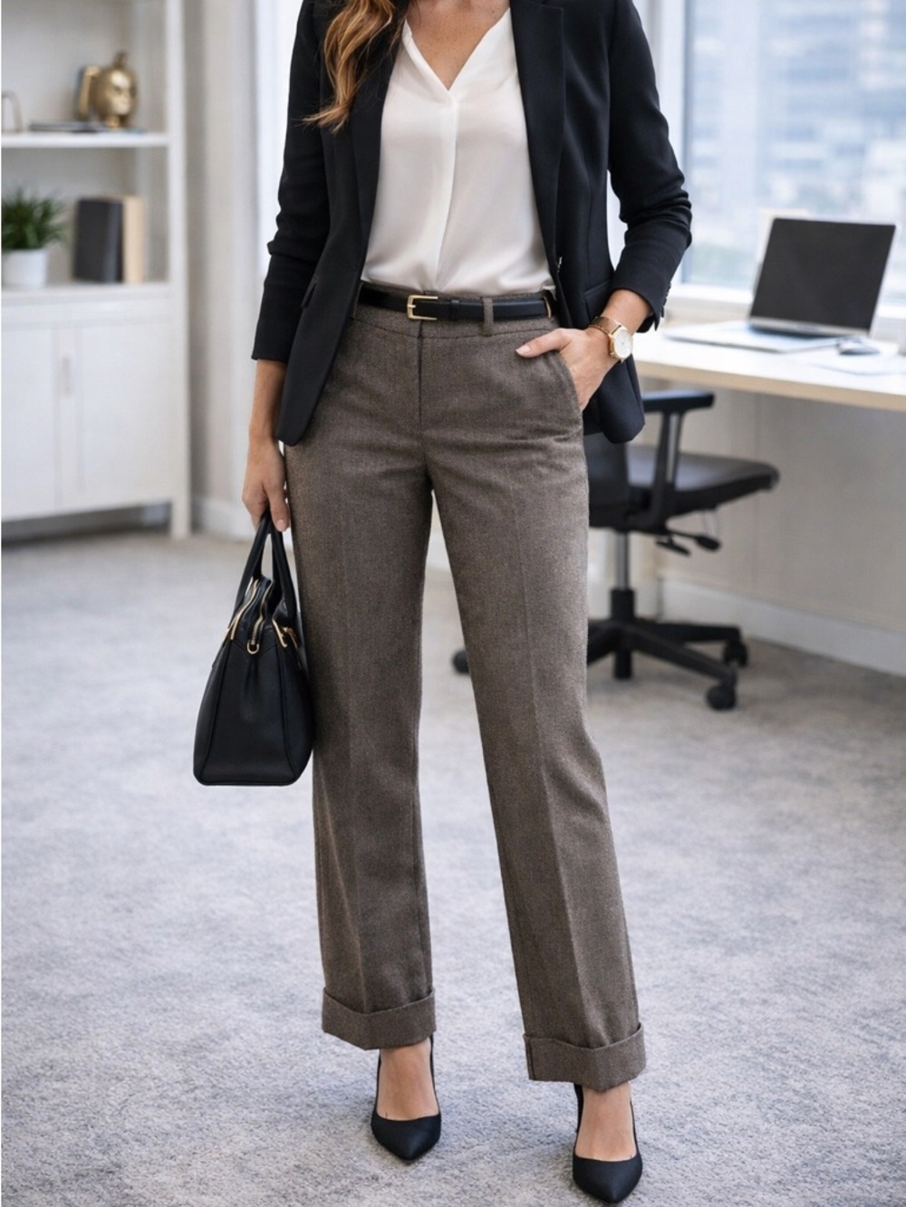 Banana Republic brown herringbone dress pants